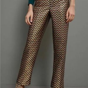 Anthropologie Essential Slim pant, gold metallic special occasion